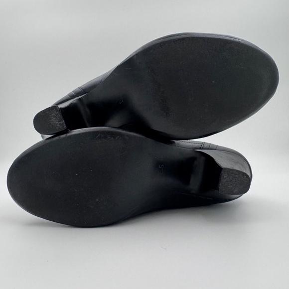 Steve Madden Women's Black Leather Slouchy/Ruched Mid-Calf Heel Boots - Size 5.5 - Picture 8 of 15